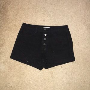 F21 black high waisted denim shorts